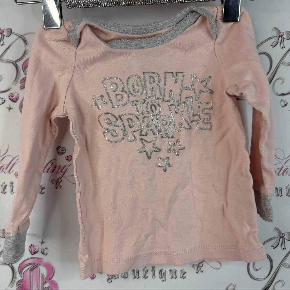 George Pink and Silver 'Born to Sparkle' Kids Long Sleeve Tee